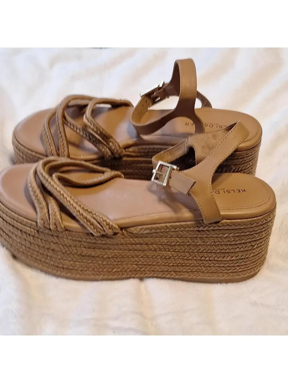 Kelsi Dagger Tan Platform Espadrille Sandal Size 10.5